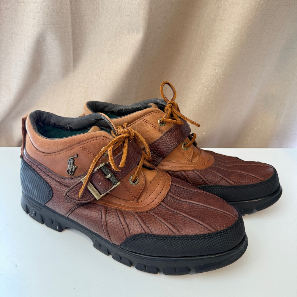 Polo Ralph Lauren Dover III Brown Leather Duck Boots Mens 12D 0862 Buckle Strap